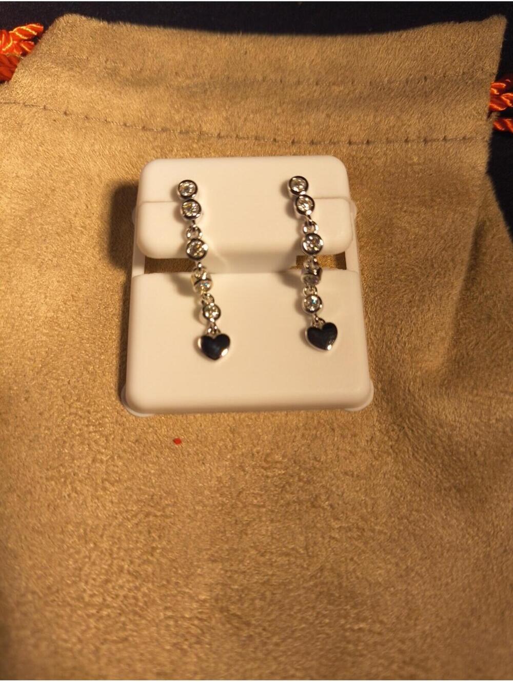 .925 Sterling Silver 1ctw Moissenite Dandle Heart Earrings